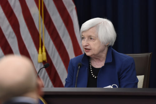 Janet Yellen, chair of the U.S. Federal Reserve System, delivers the opening statement during the  Federal Open Market Committee press conference on March 15, 2017.