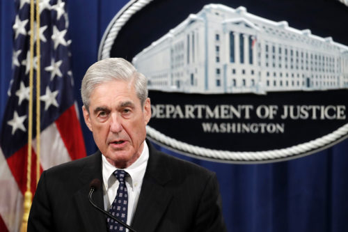 Special Counsel Robert S. Muller speaks at the Department of Justice Wednesday, May 29, 2019. (AP Photo/Carolyn Kaster)