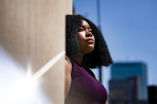 Northeastern law student Simone Yhap, the 55th National Chair of the National Black Law Students Association, poses for a portrait in Boston, Massachusetts. Photo by Alyssa Stone/Northeastern University