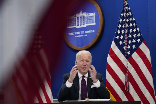 President Joe Biden speaks during a meeting with the President's Council of Advisors on Science and Technology at the Eisenhower Executive Office Building on the White House Campus. AP Photo/Andrew Harnik