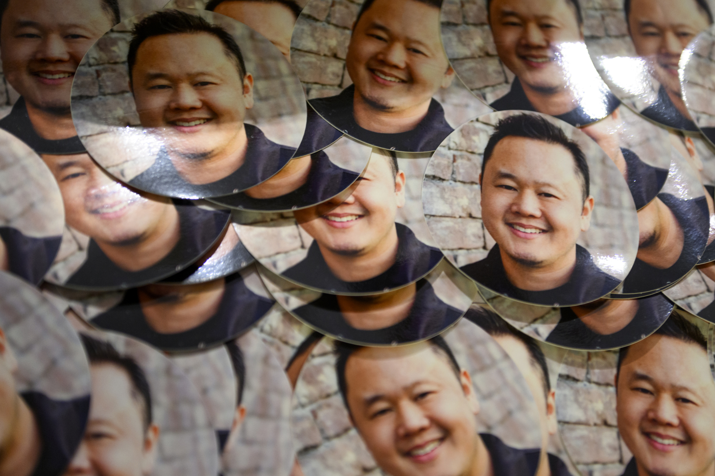 cutout posters of chef tila's head