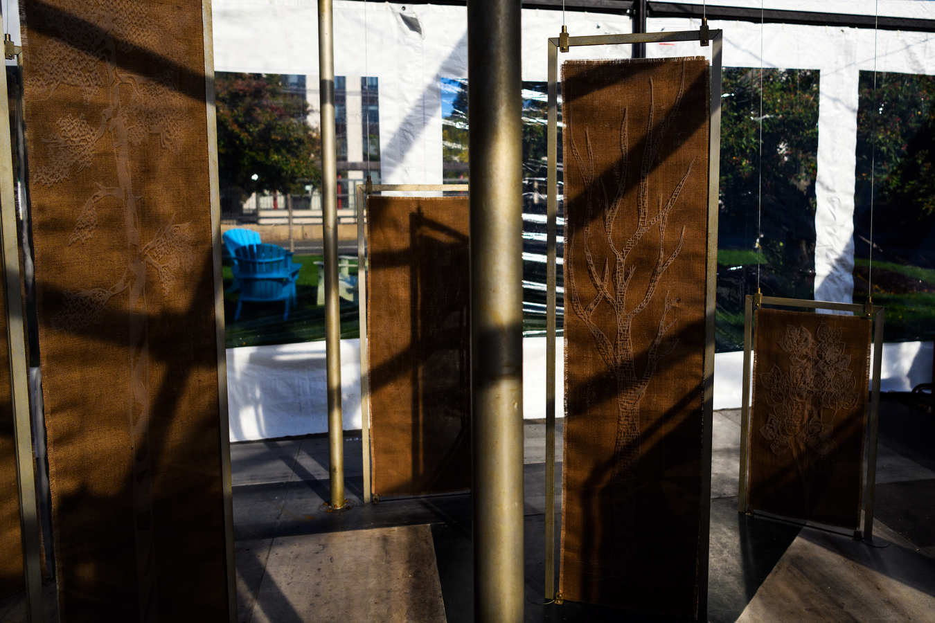 Panels with different trees on them