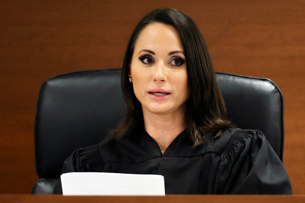 Judge Elizabeth Scherer reads the verdict in the trial of Marjory Stoneman Douglas High School shooter Nikolas Cruz at the Broward County Courthouse in Fort Lauderdale, Florida.