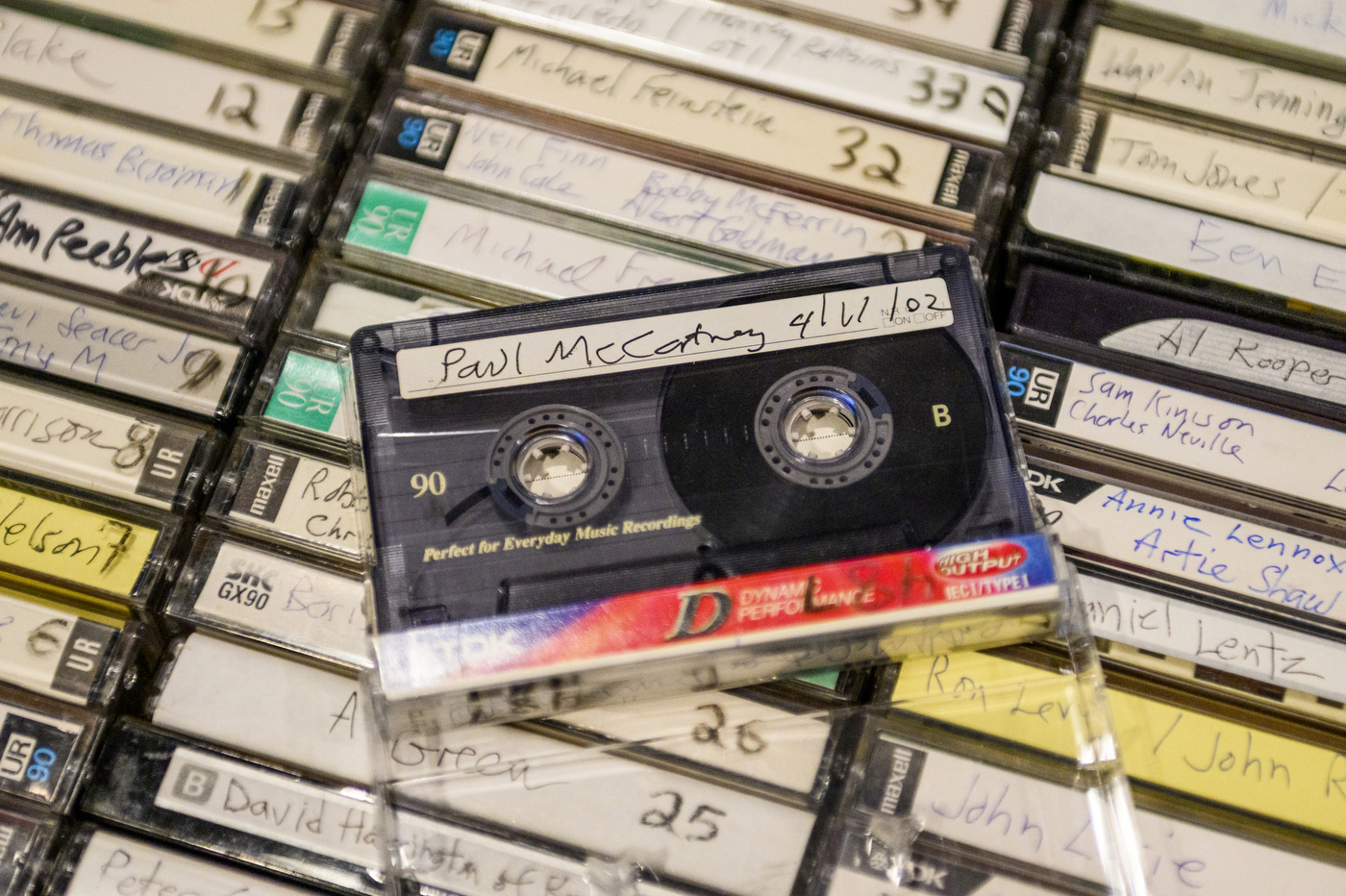 stacks of cassette tapes