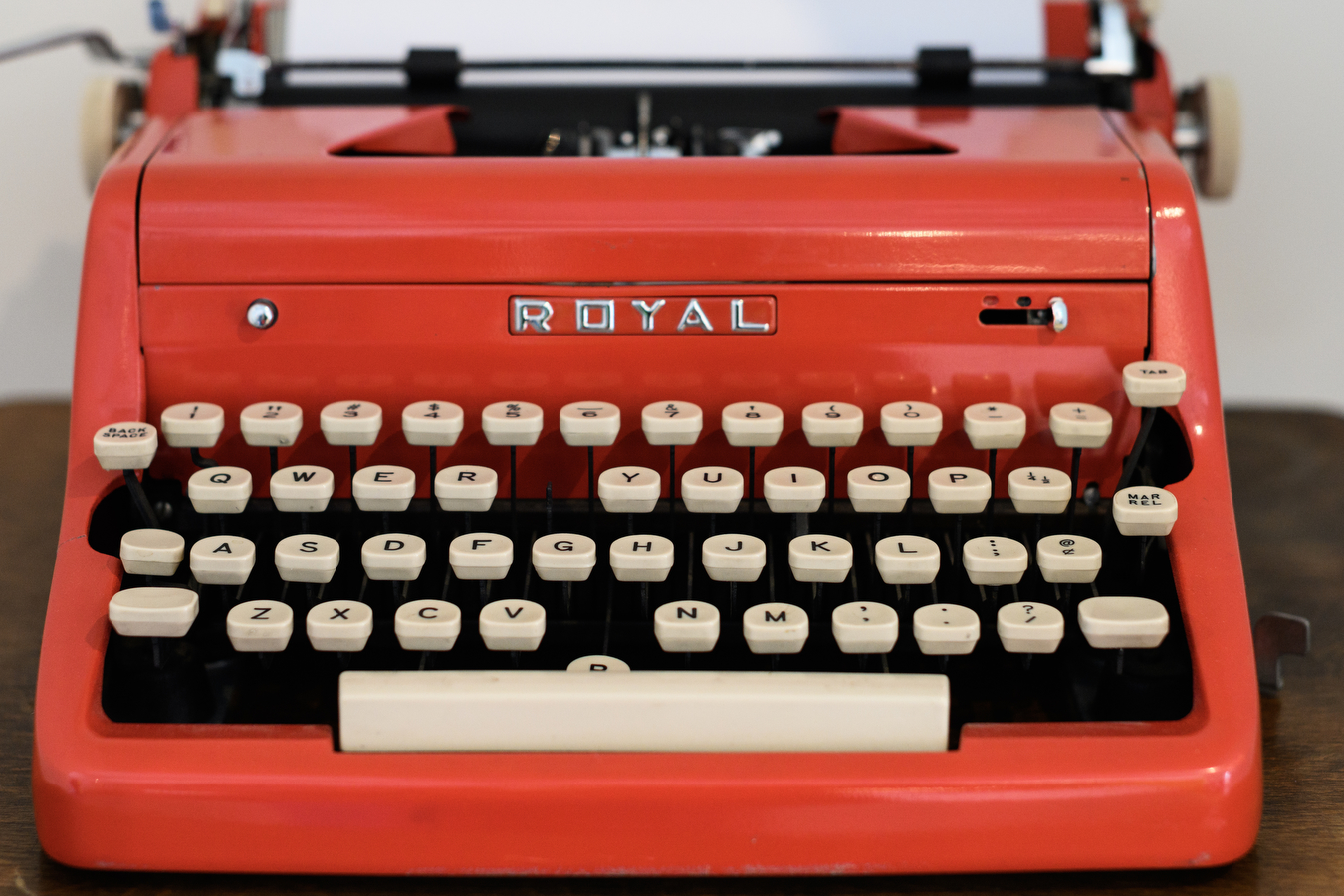vintage red typewriter
