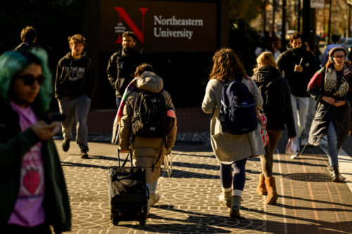 Northeastern students leave campus for Thanksgiving break. Photo by Matthew Modoono/Northeastern University