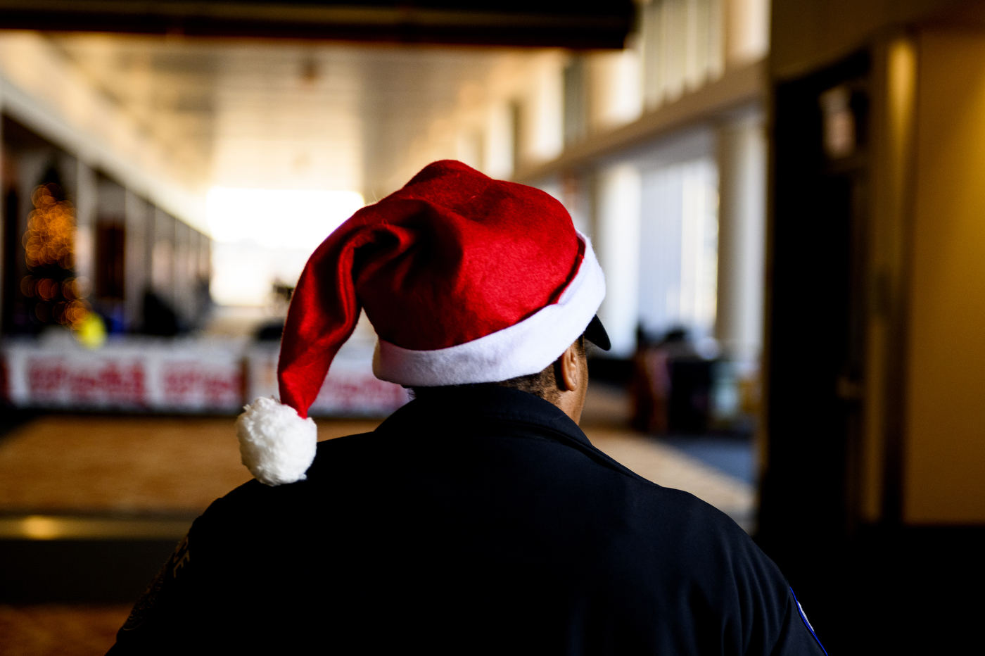 person wearing a santa hat