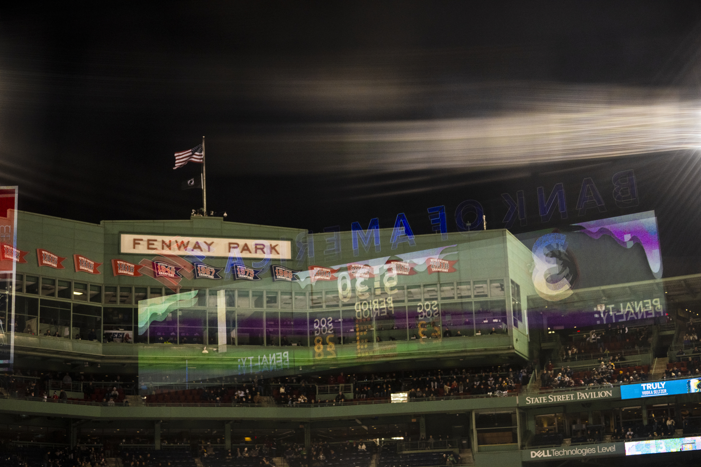 A blurred image of Fenway Park. 