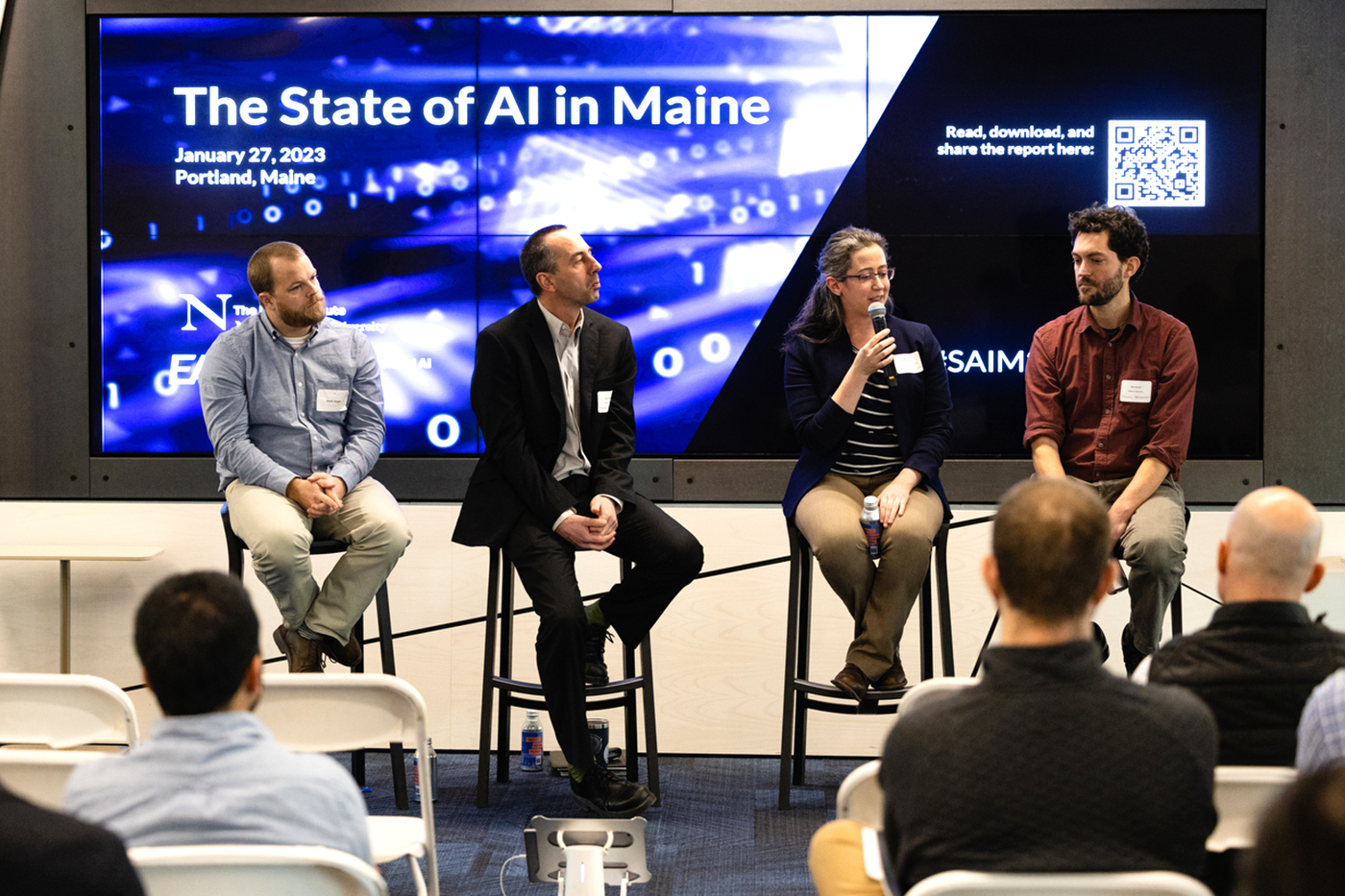 Panel of speakers at 'The State of AI in Maine' event