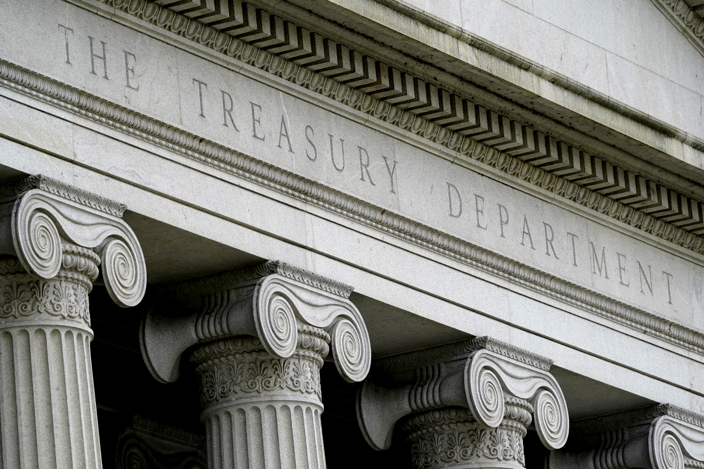 A building engraved with the words "The Treasury Department"