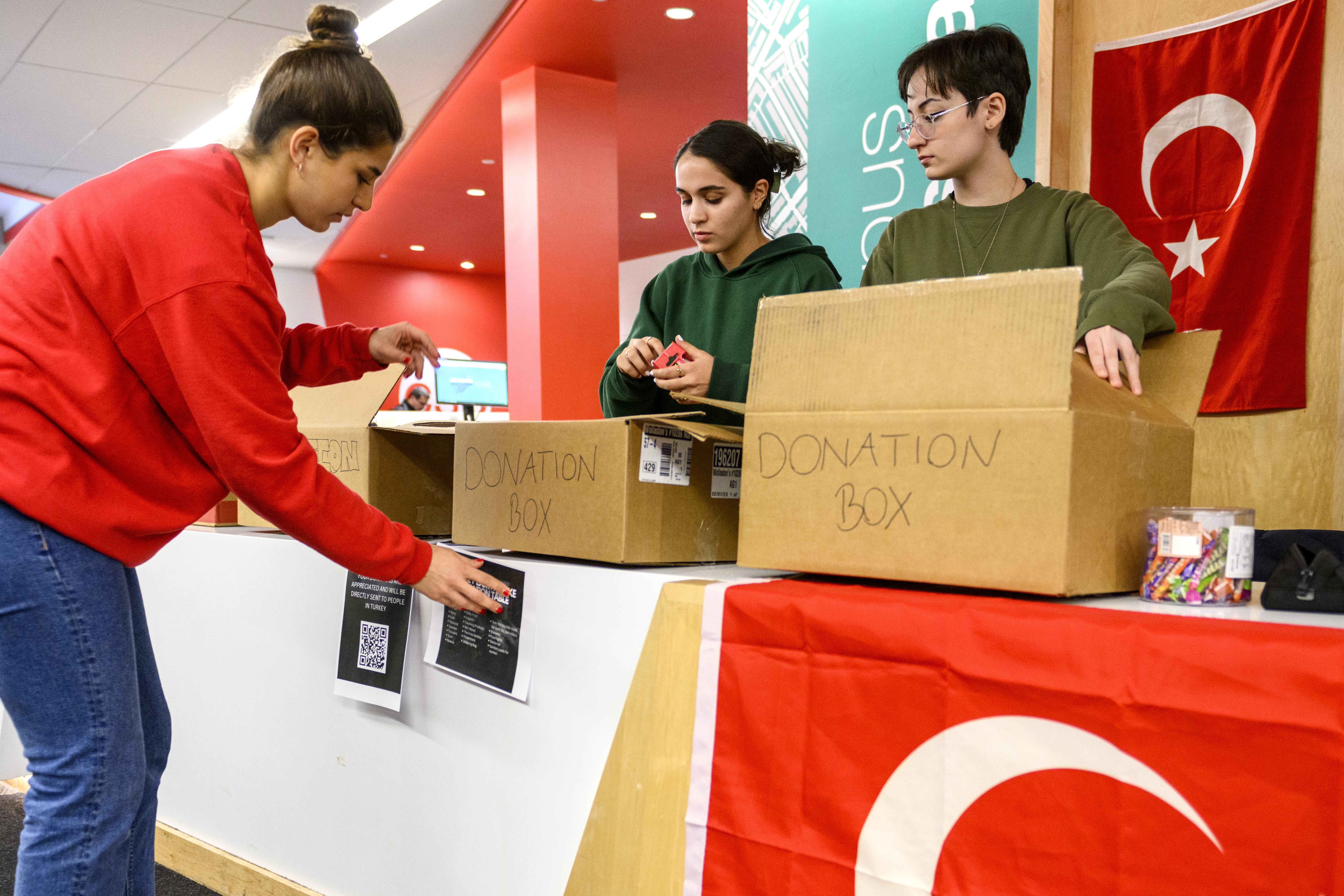 turkish student association members collecting donations