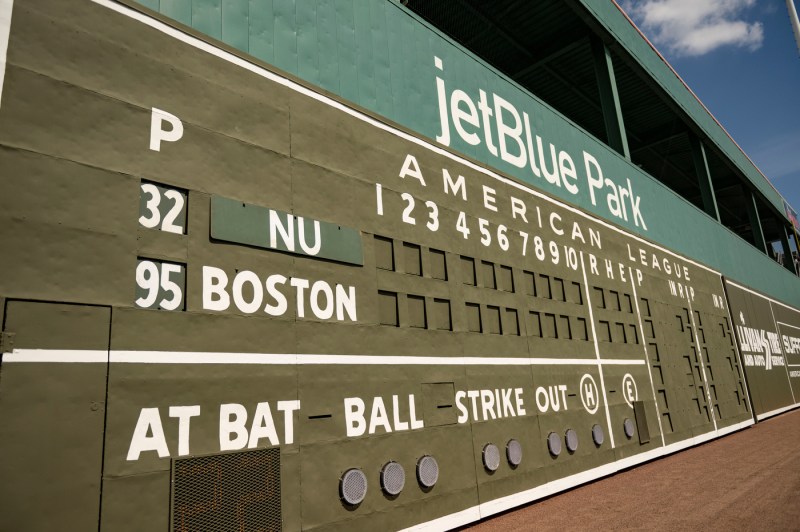 The scoreboard at JetBlue Park
