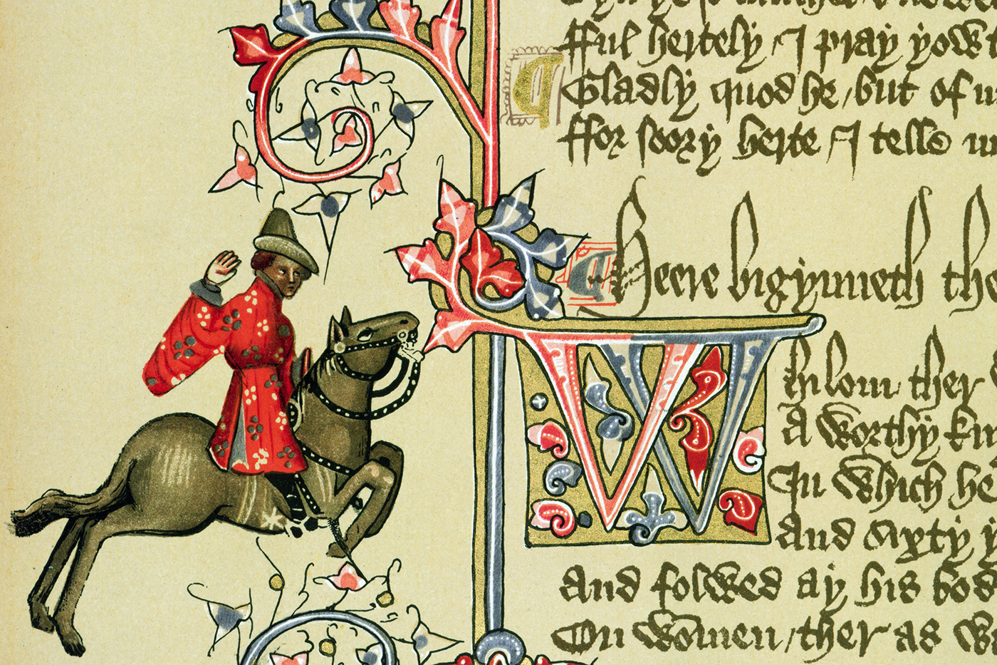An illustration featured in Geoffrey Chaucer's 'The Canterbury Tales.'