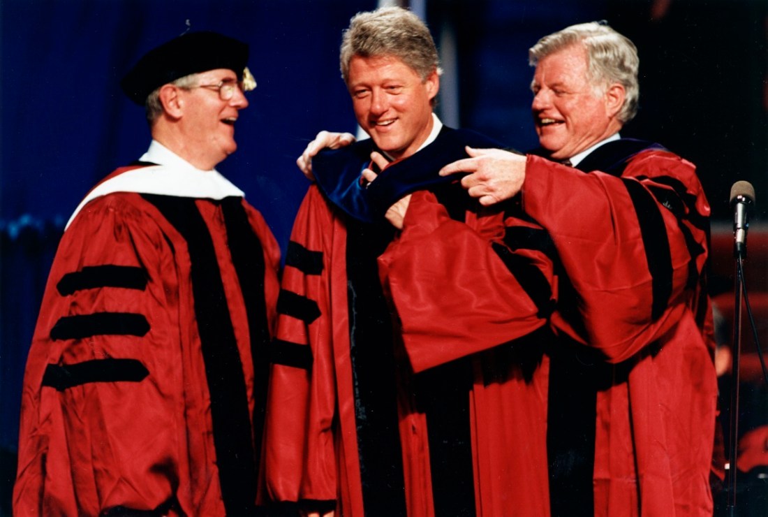Bill Clinton at the Northeastern University commencement ceremony in 1993 