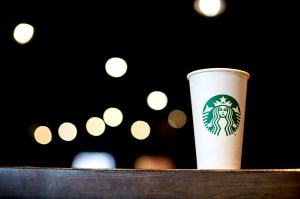 A cup with a Starbucks logo