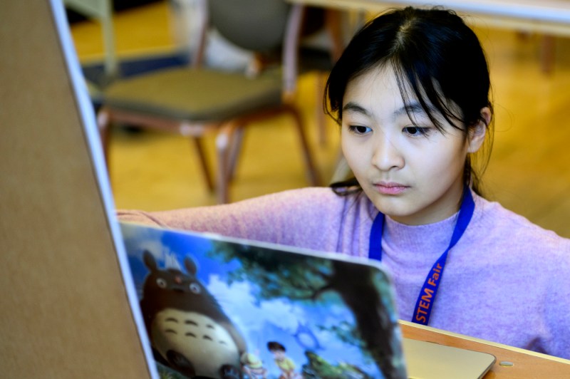boston public schools student using laptop