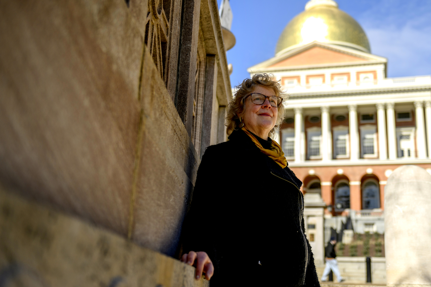 Melissa Hoffer standing outside Massachusetts State House