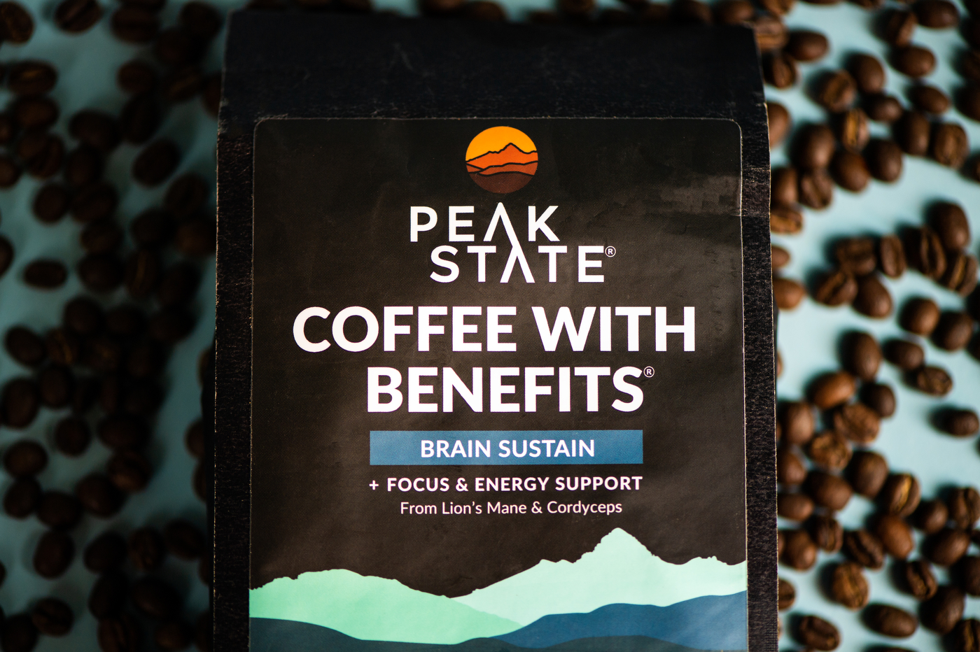 A bag of Peak State Coffee beans.