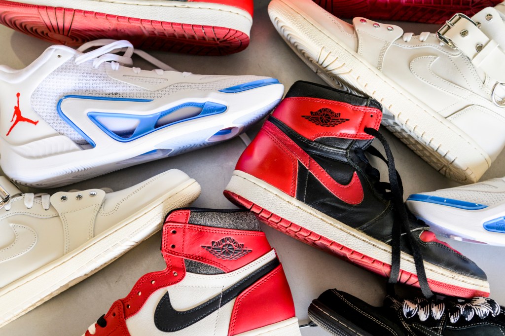 collectible sneakers laid on their side