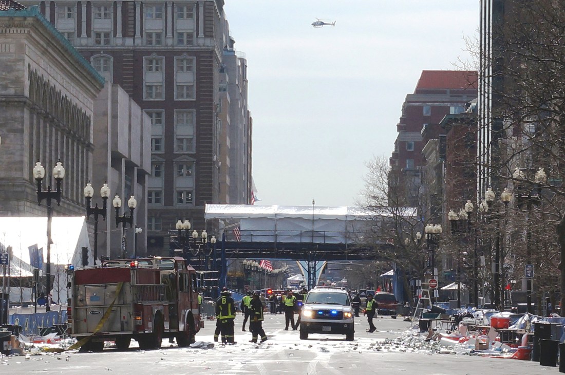 aftermath of the street after the Boston Marathon Bombing