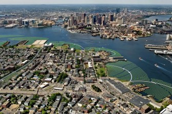 aerial photograph of the Emerald Tutu in Boston