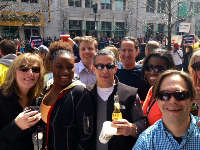 Audrey Evans and friends at Boston Marathon