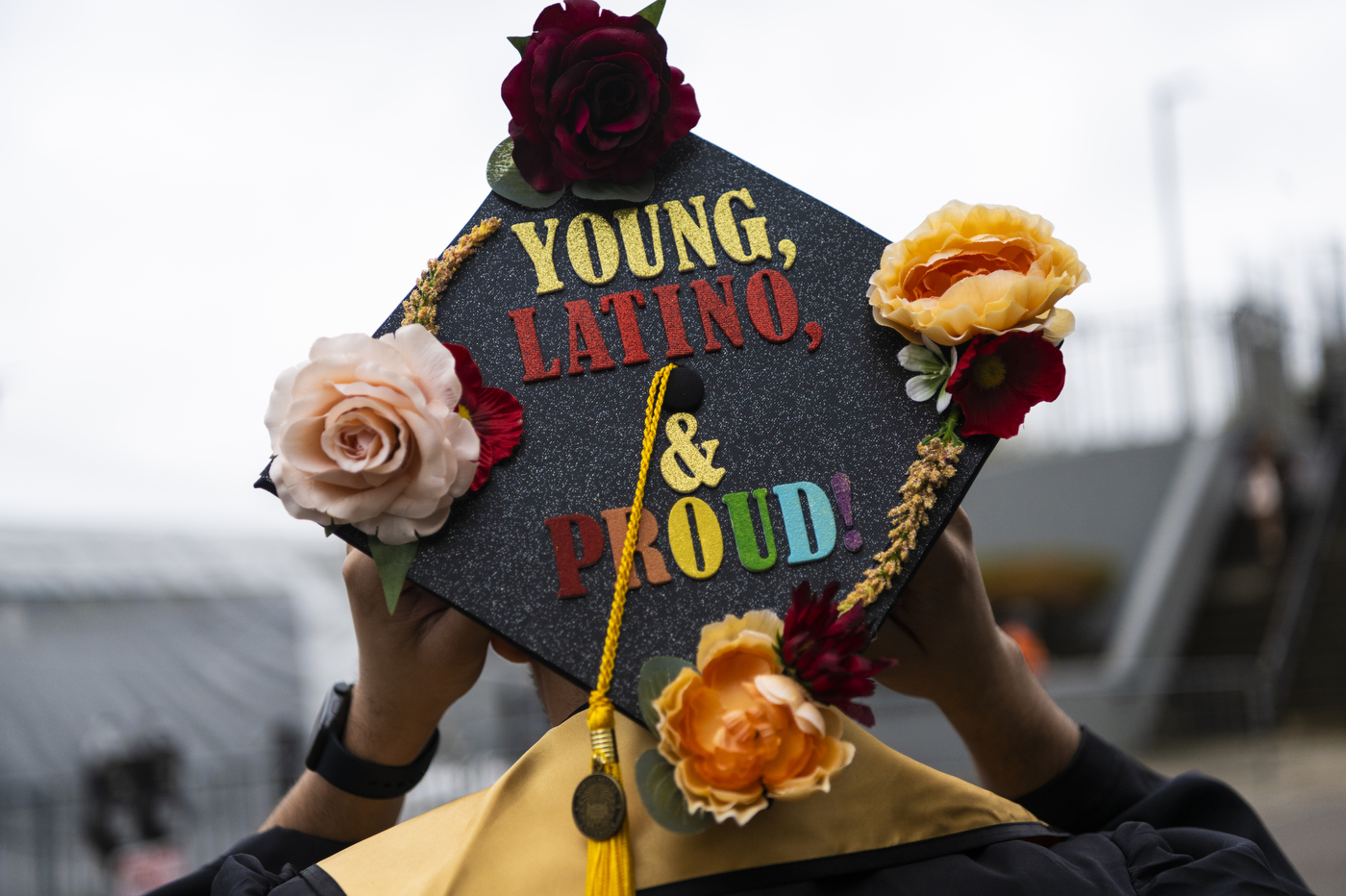 Jeremy Rodriguez Canales showing his mortarboard