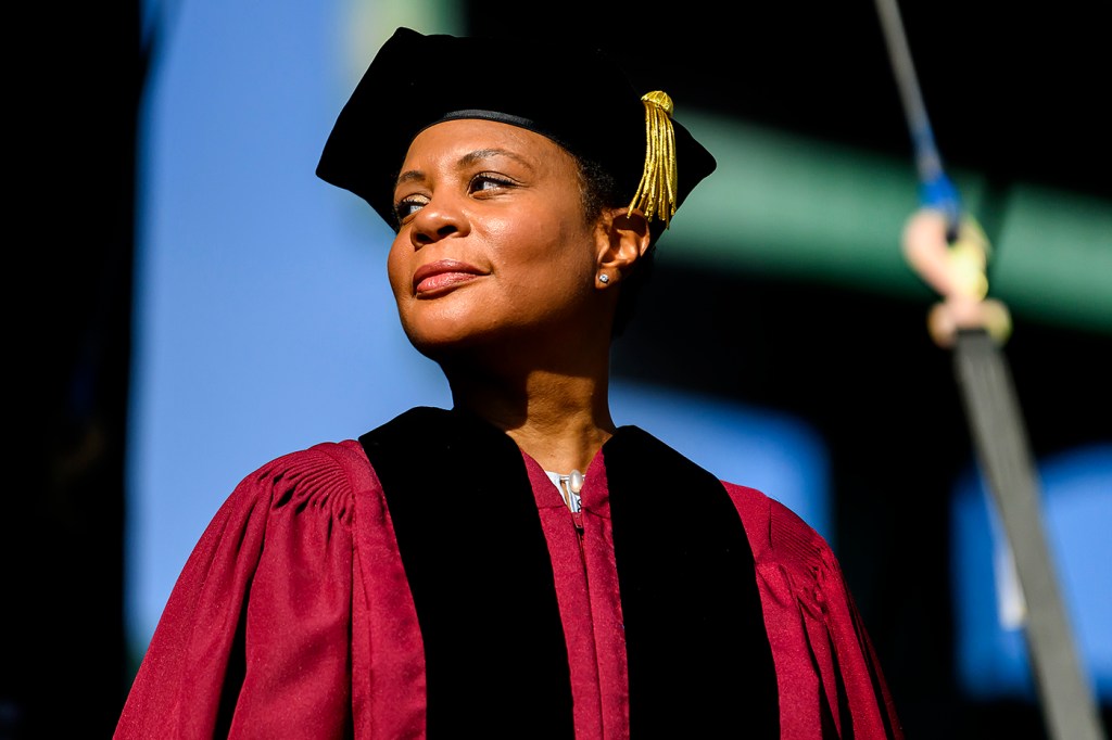 Alondra Nelson at undergraduate commencement at Fenway Park