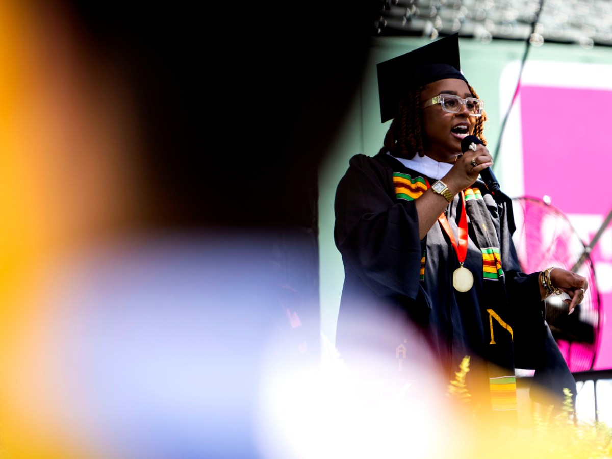 ‘This is just the beginning.’ Student poet takes mic during Northeastern commencement