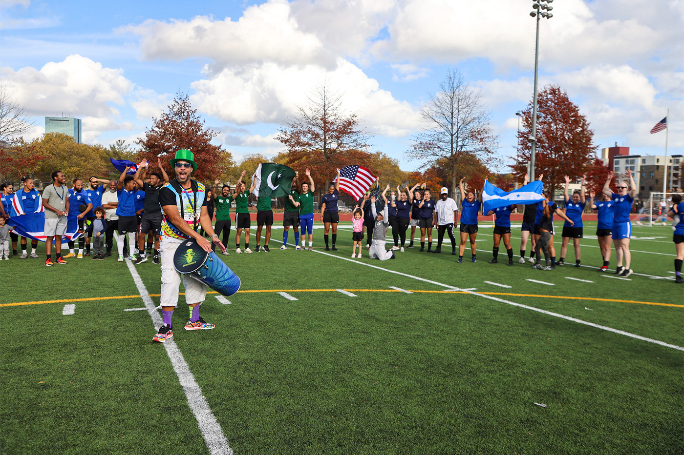 players celebrating Boston Unity Cup