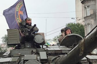 Russian troops in a tank
