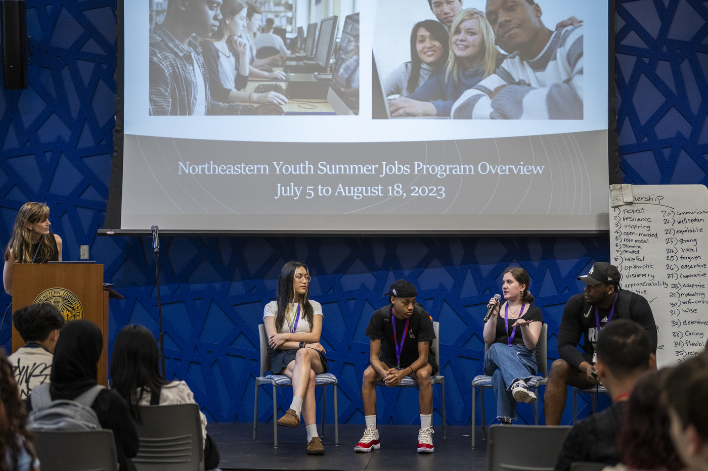 panel of speakers at person speaking at the Summer Youth Jobs Program