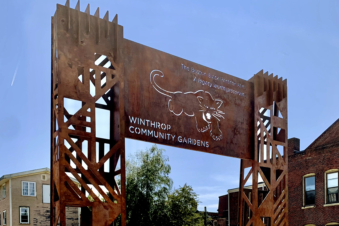 Winthrop Community Gardens Black Panther art installation