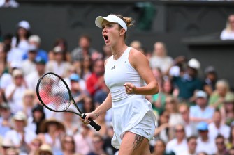 Elina Svitolina at the Wimbledon 2023 quarter final match