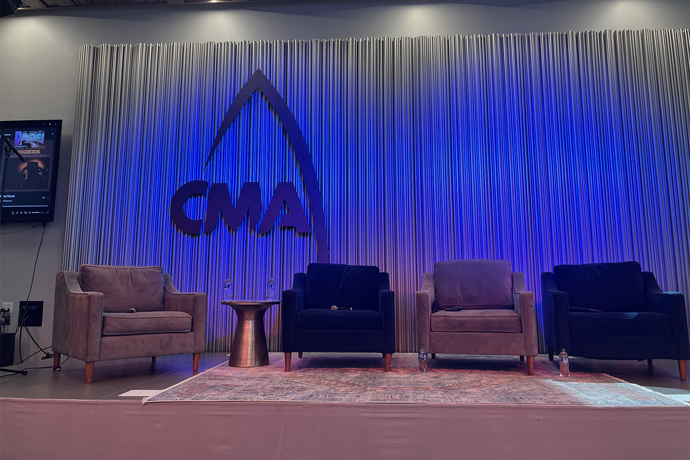 lounge chairs backstage at CMA Fest