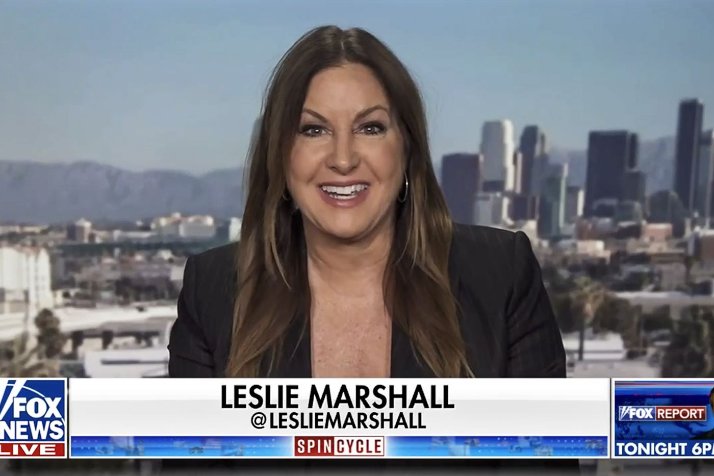 screen capture of Leslie Marshall broadcasting on Fox news