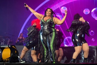 Lizzo performing on stage at BottleRock Napa Valley Music Festival