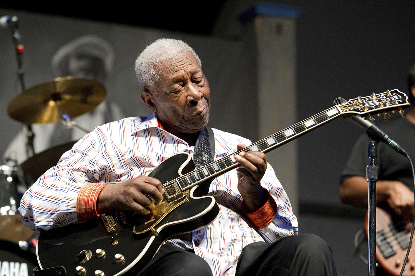 B.B. King performing at the New Orleans Jazz & Heritage Festival.