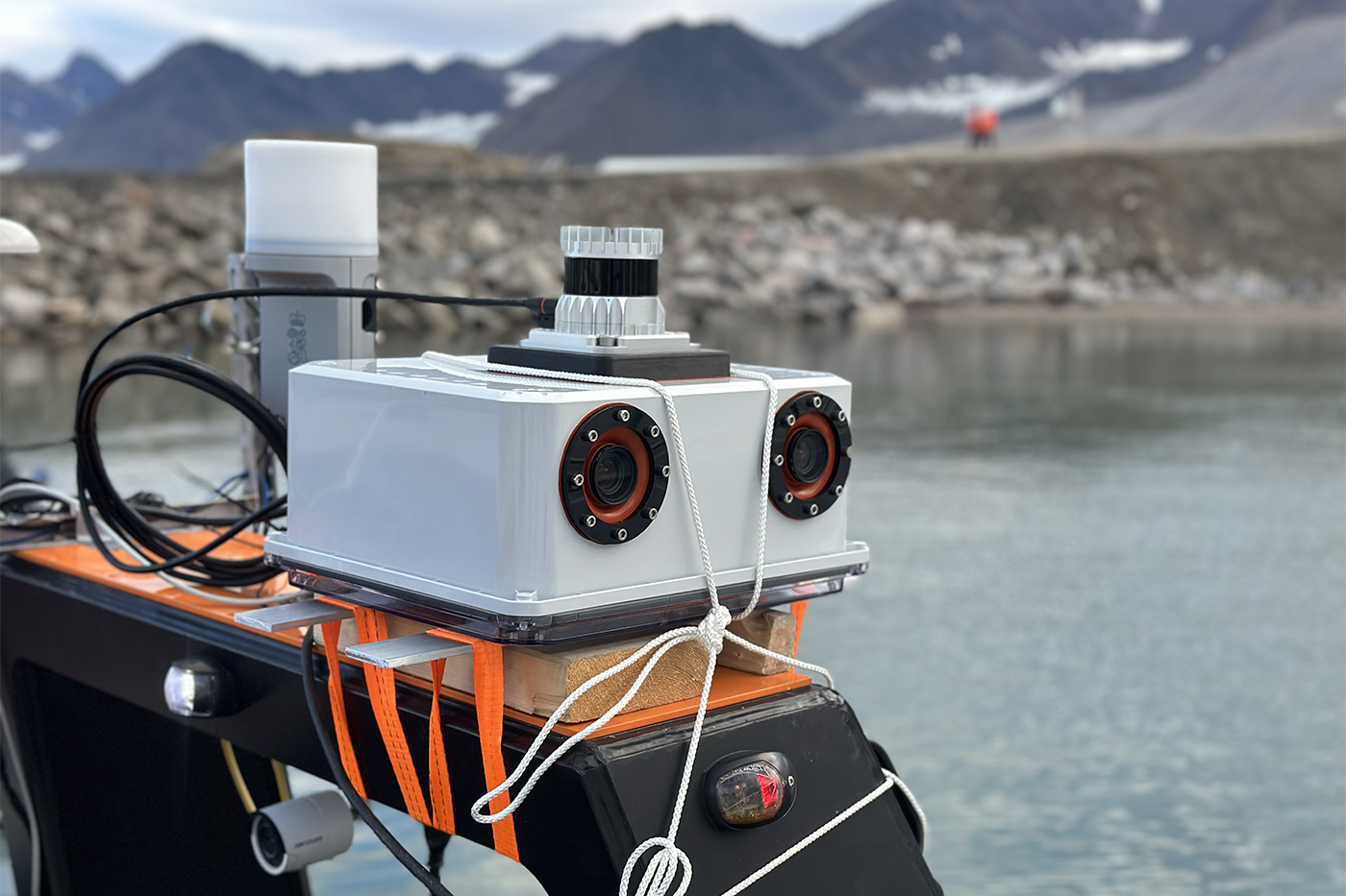 A sea robot used to create 3d maps of melting glaciers in the Arctic.