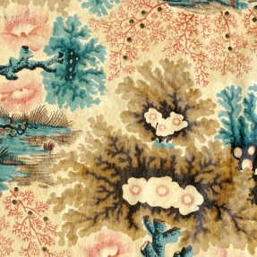 Textile depicting Underwater Flora, Seaweed, and Coral.