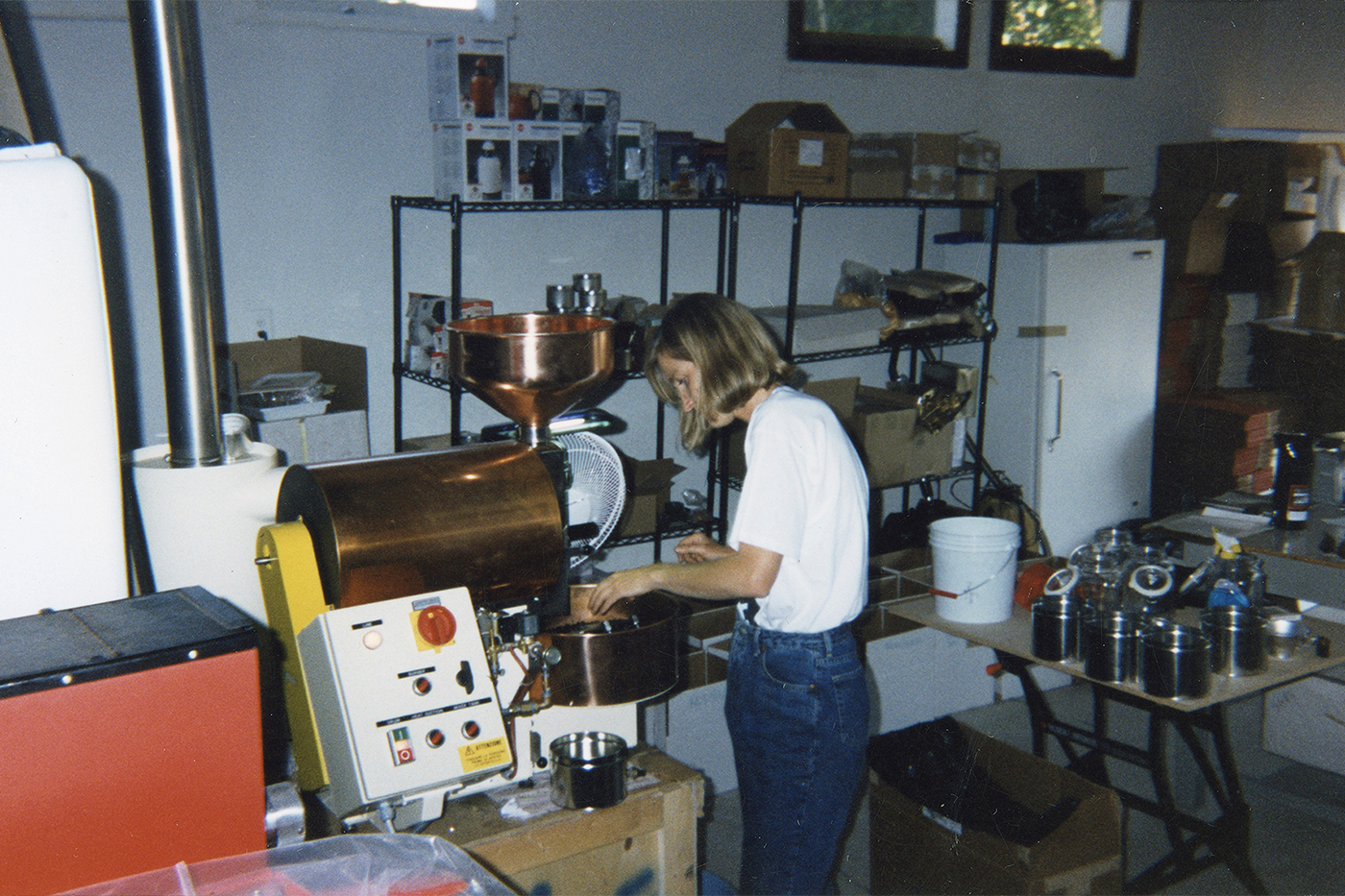 Helen Russel making coffee.