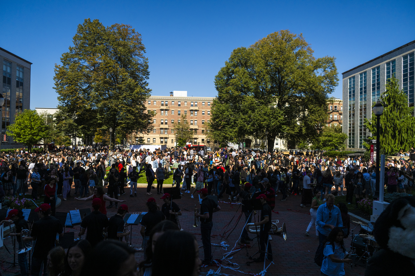 Crowds of people on campus for the 125 Founders Day celebration.