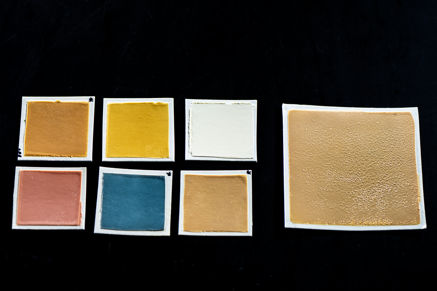 Samples of paint in different colors.
