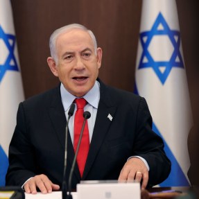 Israeli Prime Minsiter Benjamin Netanyhu speaking at a cabinet meeting.