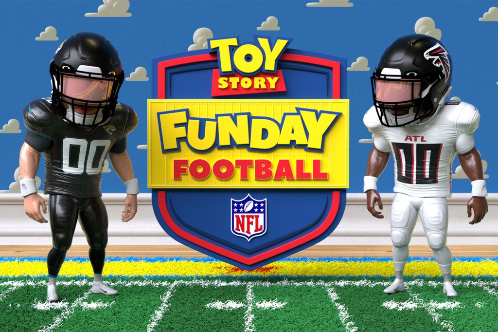 Screen capture of the Toy Story Funday Football display banner.