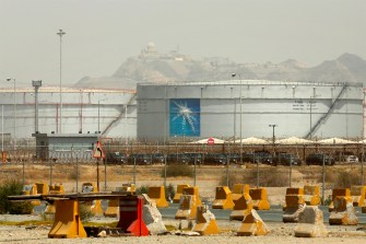 An oil storage tank in Jiddah, Saudi Arabia.