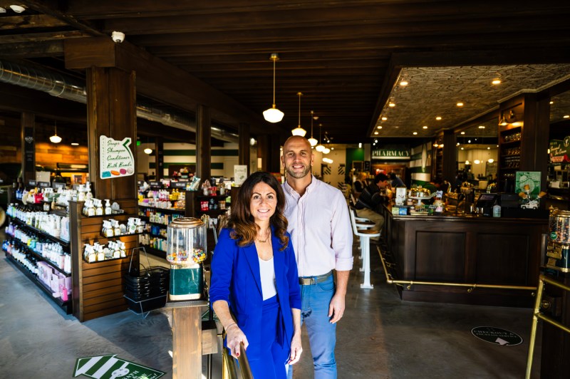 Christina and Ken Procaccianti standing in Green Line Apothecary.