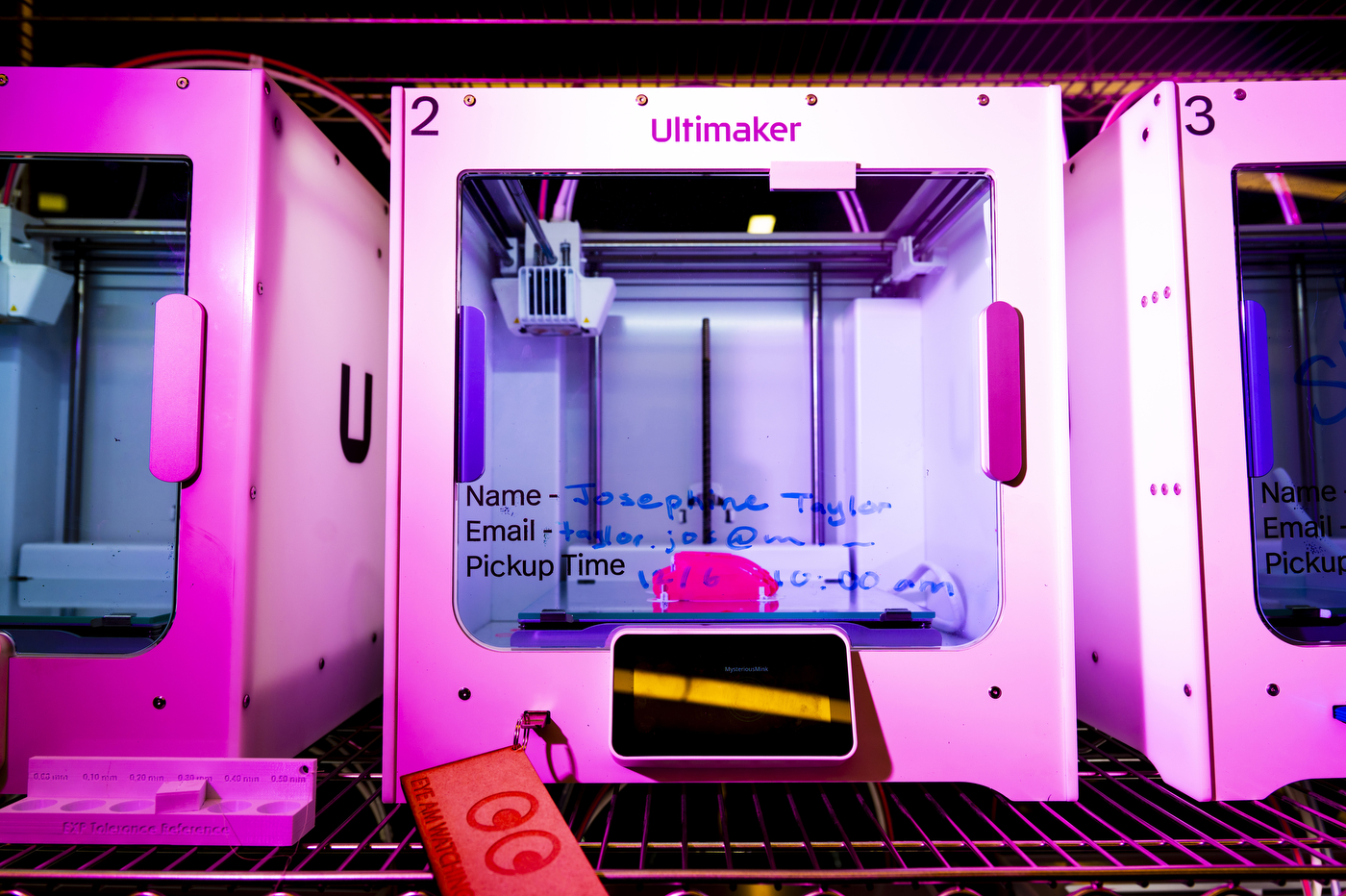 An Ultimaker 3D printer creating a prosthetic hand.