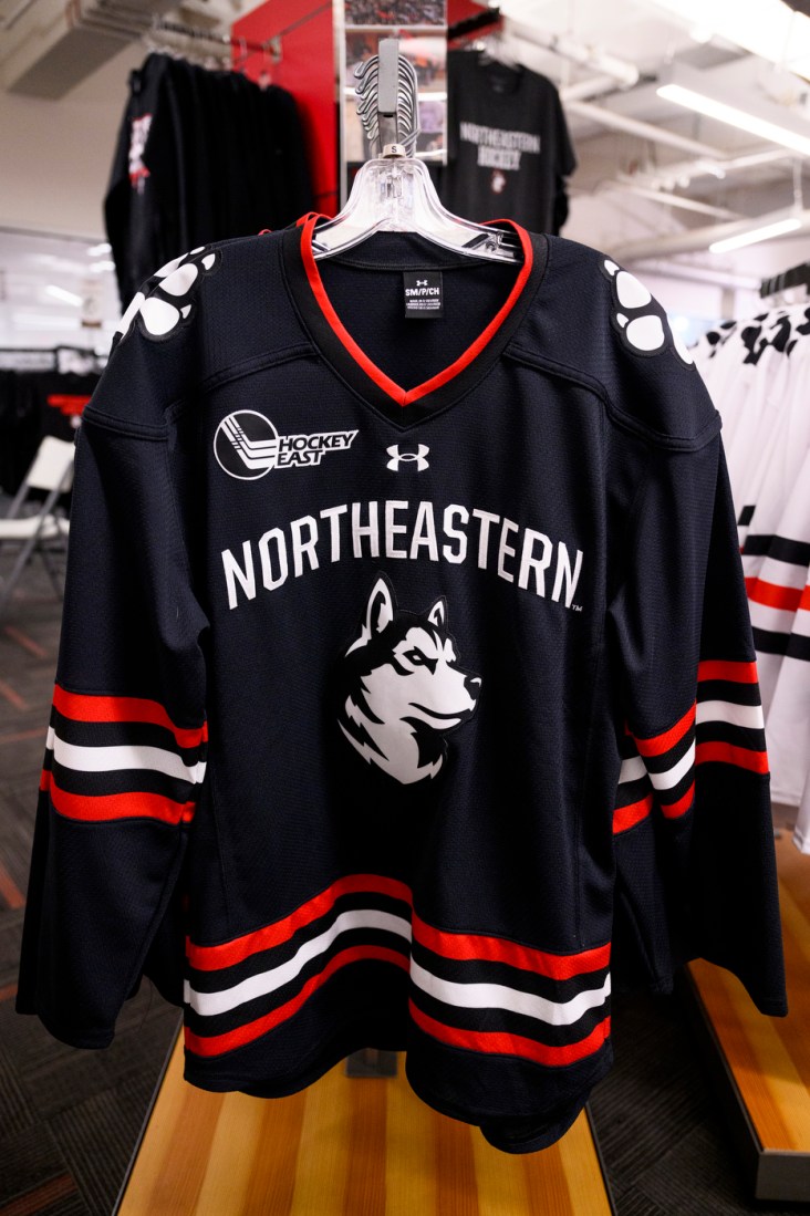 A Northeastern hockey jersey at the bookstore.