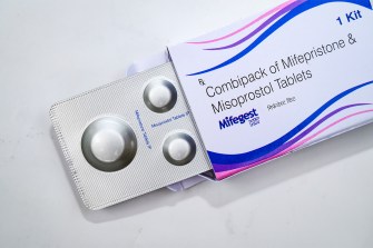 A pack of Mifepristone abortion pill tablets.
